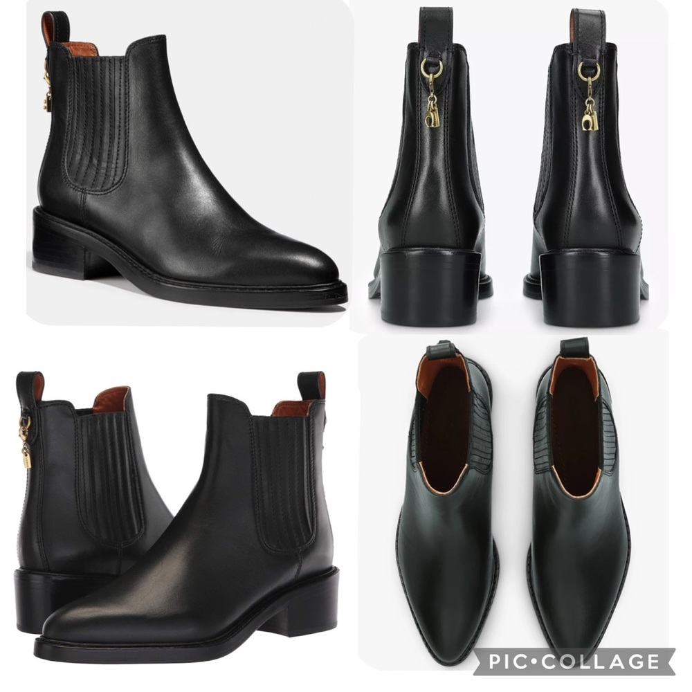 SALE💥💥 COACH Bowery Chelsea Block Heel Ankle Boots Genuine Leather Black - Picture 4 of 13